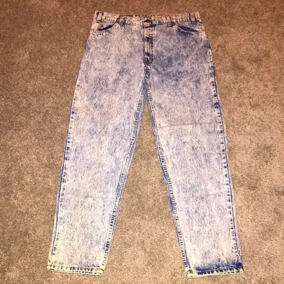 Vintage 90s Levi’s 550 Orange Tab Acid Wash Jeans / Made in USA / 38x32 - Picture 3 of 11